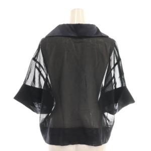 TOMORROWLAND collection ルコットンオーガンジー セーラーカラーブラウス 半袖 シアー 36 黒 ブラック /AT OS