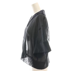 TOMORROWLAND collection ルコットンオーガンジー セーラーカラーブラウス 半袖 シアー 36 黒 ブラック /AT OS