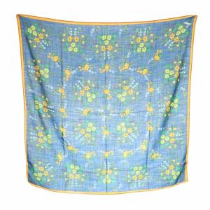 スカーフ ウール 花柄 ネイビー 紺 マルチカラー /MI OS