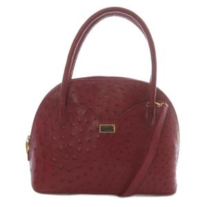 オーストリッチ 2WAY ショルダーバッグ ハンドバッグ 赤 レッド /SR