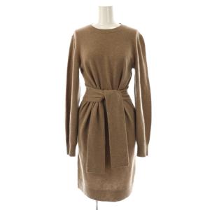 ウエストリボンニットワンピース ウール カシミヤ混 M ブラウン /CX OS