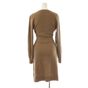 LAUREN RALPH LAUREN ウエストリボンニットワンピース ウール カシミヤ混 M ブラウン /CX OS