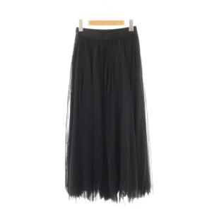 23年 チュール ロングスカート ギャザースカート フレア 38 ブラック /ES OS