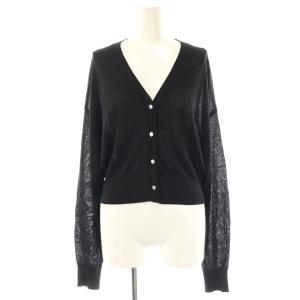 24SS ラメ カーディガン Vネック 38 ブラック /ES OS