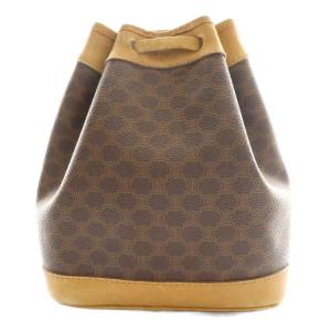 CELINE オールド Old 巾着 ショルダーバッグ マカダム柄 茶 ブラウン ベージュ /SS OS