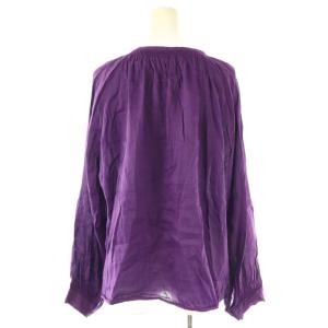 BEAUTY&YOUTH UNITED ARROWS シャーリングギャザーシャツウォッシャブル 長袖 リネン パープル /HK OS