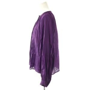 BEAUTY&YOUTH UNITED ARROWS シャーリングギャザーシャツウォッシャブル 長袖 リネン パープル /HK OS