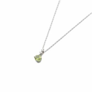ネックレス ダイヤ0.02ct ペリドット Pt950