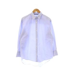 コットン ストライプシャツ ブラウス 前開き ライトブルー /CX OS