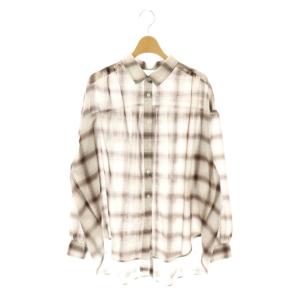 25SS 長袖シャツ ブラウス 38 白 ホワイト 茶 ブラウン マルチカラー シアー チェック /CX