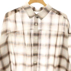 Stola. 25SS 長袖シャツ ブラウス 38 白 ホワイト 茶 ブラウン マルチカラー シアー チェック /CX