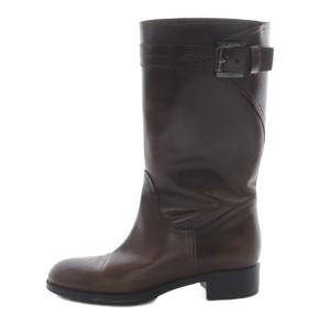 レザー ブーツ ローヒール 35.5 茶色 ブラウン /SR