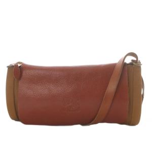 クロスボディショルダーバッグ ワンショルダー 斜め掛け キャンバス レザー ブラウン /YO10