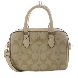 ミニ ローアン サッチェル・ブロックド シグネチャー キャンバス ハンドバッグ ショルダーバッグ 2way