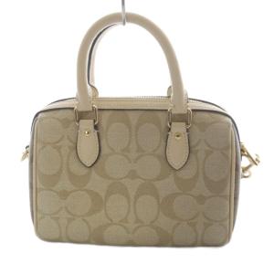 COACH ミニ ローアン サッチェル・ブロックド シグネチャー キャンバス ハンドバッグ ショルダーバッグ 2way