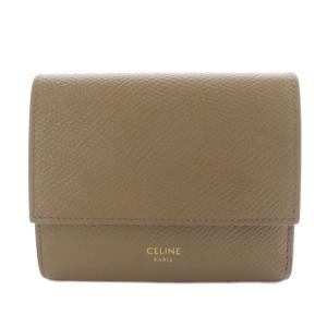 レザー スモール トリフォールドウォレット グレージュ