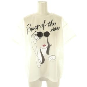 半袖Tシャツ カットソー 36 ホワイト 白 ペイントプリント イラストプリント ロゴプリント /DF