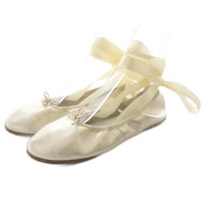 Sophia リボン バレエシューズ レースアップ レザー 38 ゴールド色 /SR SH