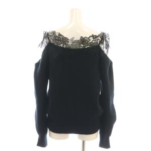 FRAY I.D 24AW レースオフショルダーカッティングニット セーター F 黒 ブラック /AT OS SH