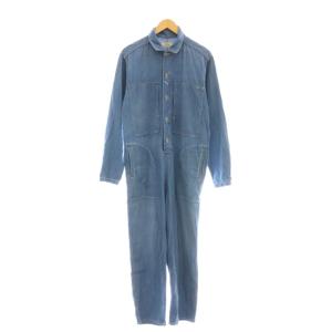 デニムワークオーバーオール ストレート F 青 ブルー /AT OS