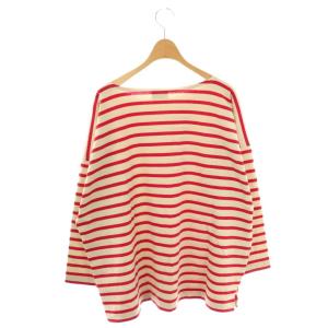 ARMEN BOAT-NECK BASQUE SHIRT カットソー Tシャツ ボーダー 0 ライトベージュ レッド