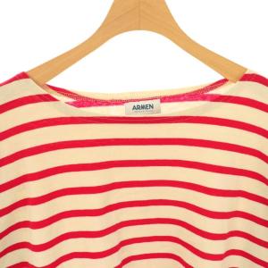 ARMEN BOAT-NECK BASQUE SHIRT カットソー Tシャツ ボーダー 0 ライトベージュ レッド