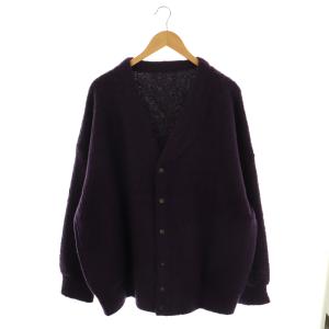 ボアフリースVネックカーディガン ニット オーバーサイズ ダークパープル /ES OS