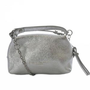 micro alifa ハンドバッグ ショルダーバッグ 2way 斜め掛け ミニ レザー シルバー色 /YO30