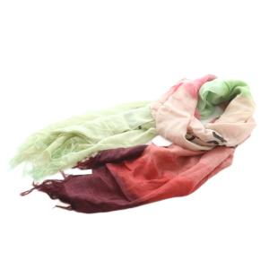 24年製 ストール カシミヤ混 グラデーション 210×65cm 緑 赤 CA0339 /MI OS