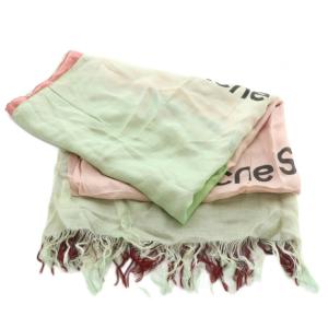 Acne Studios 24年製 ストール カシミヤ混 グラデーション 210×65cm 緑 赤 CA0339 /MI OS
