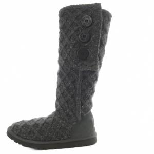 LATTICE CARDY ニットブーツ ロング フラット US6 グレー 3066 /YO16