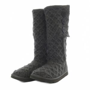 UGG australia LATTICE CARDY ニットブーツ ロング フラット US6 グレー 3066 /YO16