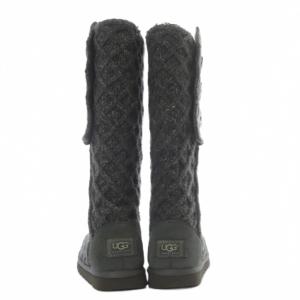 UGG australia LATTICE CARDY ニットブーツ ロング フラット US6 グレー 3066 /YO16
