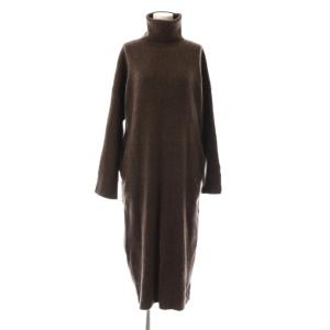 good vib ワンピース ニット ウール ブラウン 茶色 タートルネック 長袖 ロング丈 /CX OS
