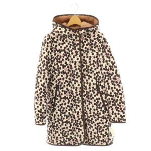 black チェリー柄 キルティングコート 中綿 M オフホワイト ブラウン /HK OS