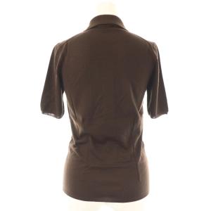 PRADA カシミヤシルク混ウールニットポロシャツ 半袖 38 ダークブラウン /ES OS
