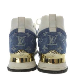 LOUIS VUITTON ランアウェイ モノグラム  デニム スニーカー 37 ホワイト