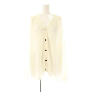 ウォッシャブル ルーズカーディガン Vネック リネン 白 ホワイト /CX OS