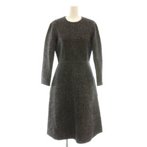 フィービー期ウールリネン混ロングスリーブワンピース 36 ブラック