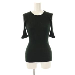 ウールハーフスリーブニットカットソー S ダークグリーン /DF OS