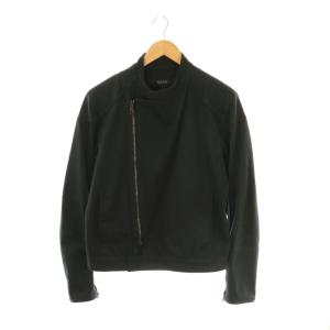 シングル コットン ライダースジャケット 48 ブラック
