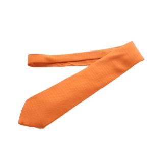 HERMES ネクタイ レギュラータイ シルク 総柄 オレンジ /MI OS OH