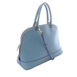 COACH レザードームドサッチェル 2WAYバッグ ショルダーバッグ ハンドバッグ 水色 ブルー F37218 /SR