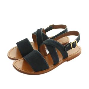 フラットサンダル ハラコ ストラップ 38 25.0cm 黒 ブラック /MI OS SH