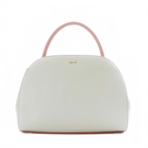 マルレーヌ ハンドバッグ レザー ロゴ ライトグレー ピンク SH /RI OS