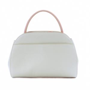 agnes b. マルレーヌ ハンドバッグ レザー ロゴ ライトグレー ピンク SH /RI OS