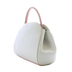agnes b. マルレーヌ ハンドバッグ レザー ロゴ ライトグレー ピンク SH /RI OS