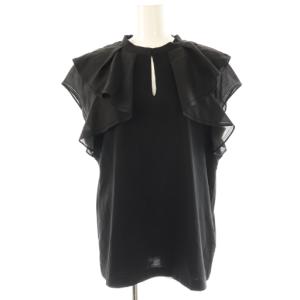 25SS ラッフルカラードッキングプルオーバー カットソー ノースリーブ 13 黒 ブラック /AT OS