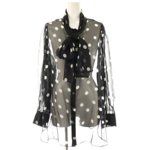 setsuko sagittaire シフォンプリント2WAYブラウス 長袖 シアー ドット 6 黒 ブラック
