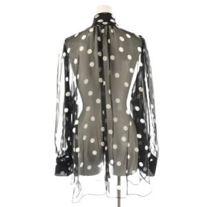 KUMIKYOKU 組曲 setsuko sagittaire シフォンプリント2WAYブラウス 長袖 シアー ドット 6 黒 ブラック